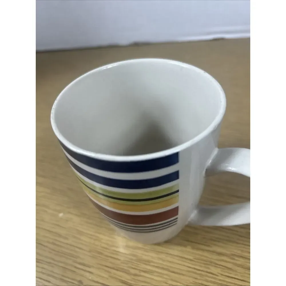 Pier 1 Coffee Mugs Horizontal Stripes Set of 4
